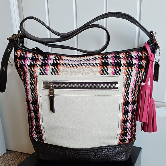 Coach 2012 NWT Tattersall Wool Leather Shoulder Bag - Picture 3 of 12